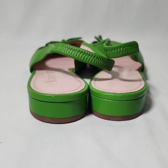 kate spade Bright Green Pointed-Toe Perforated Slingback Flats with Bow - Picture 7 of 11